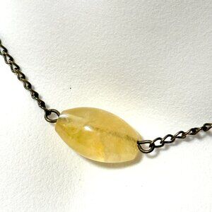 2/$20, Yellow Prehnite Short Necklace, Genuine Gemstone & Bronze Chain